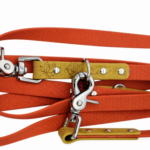 Smycz przepinana Hexa Morelowo-Złota