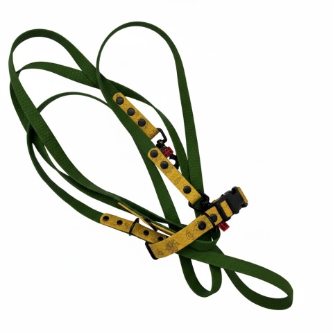 Smycz przepinana Hexa oliwkowo-złota