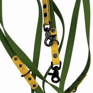 Smycz przepinana Hexa oliwkowo-złota