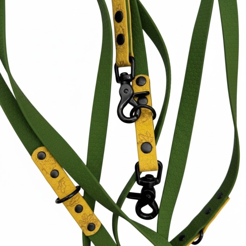 Smycz przepinana Hexa oliwkowo-złota